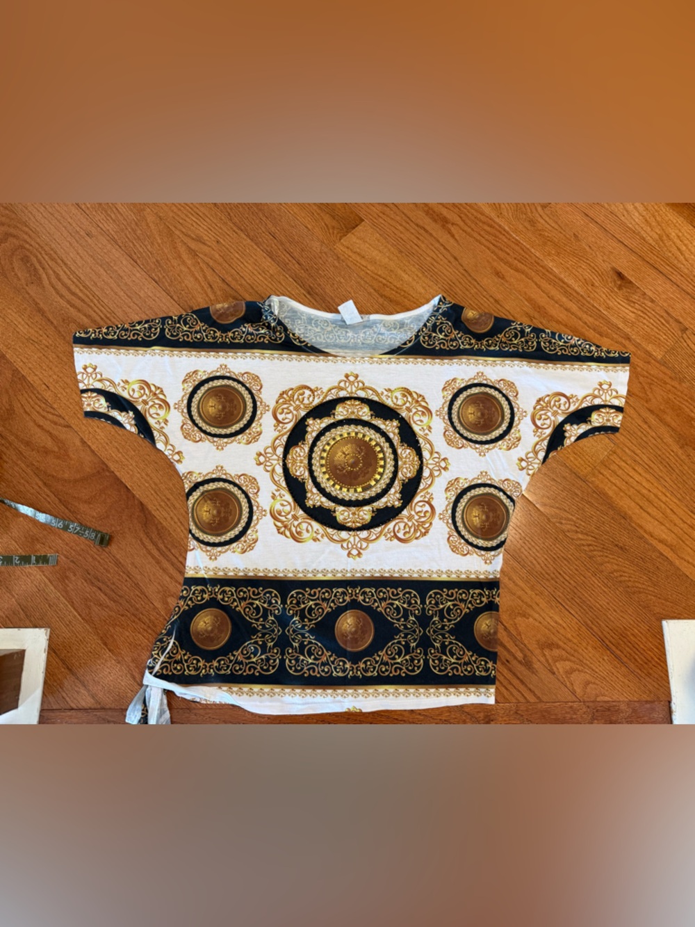 Gold & Black Medallion Print Women's Top